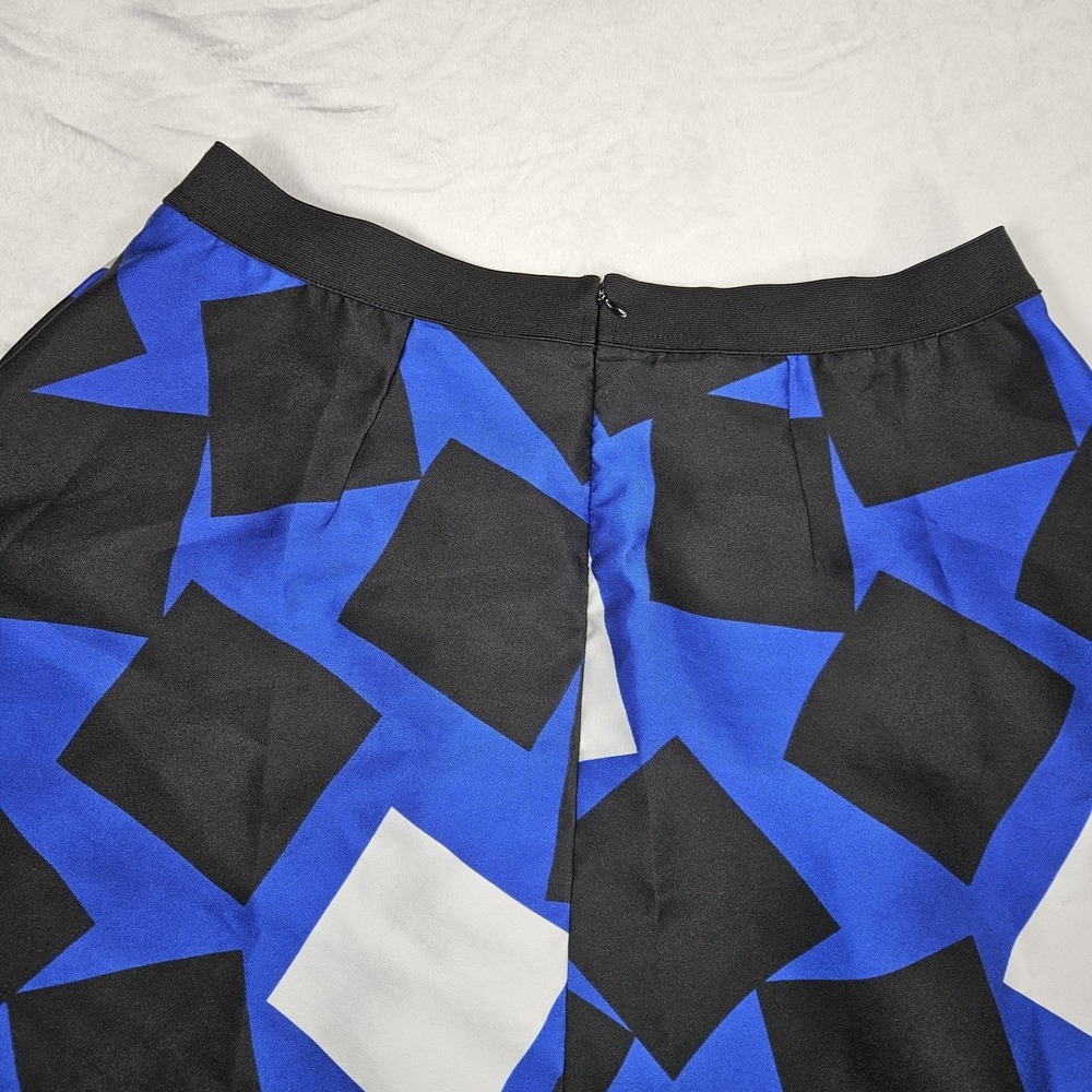 Lane Bryant Skirt Size 16 POCKETS Stretchy Waist Blue Black Geometric Pleated - Picture 7 of 8